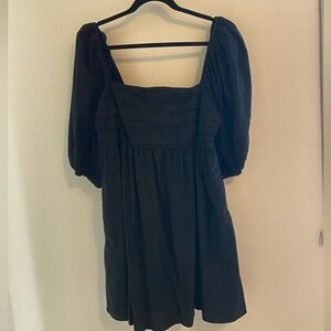 Emerson Poplin Puff Sleeve Mini Dress Black